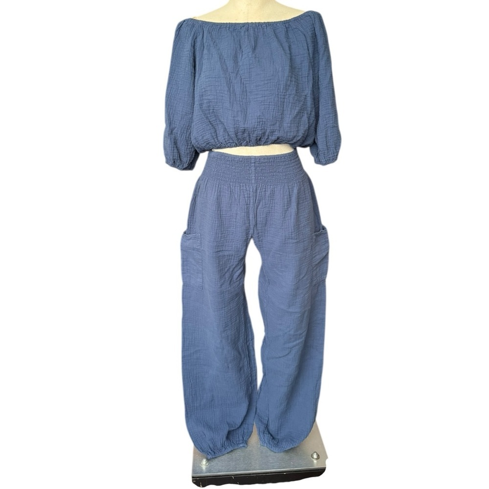 Bobi Los Angeles Ren Top & Cinched Pants in Coast Blue Small - Picture 5 of 12
